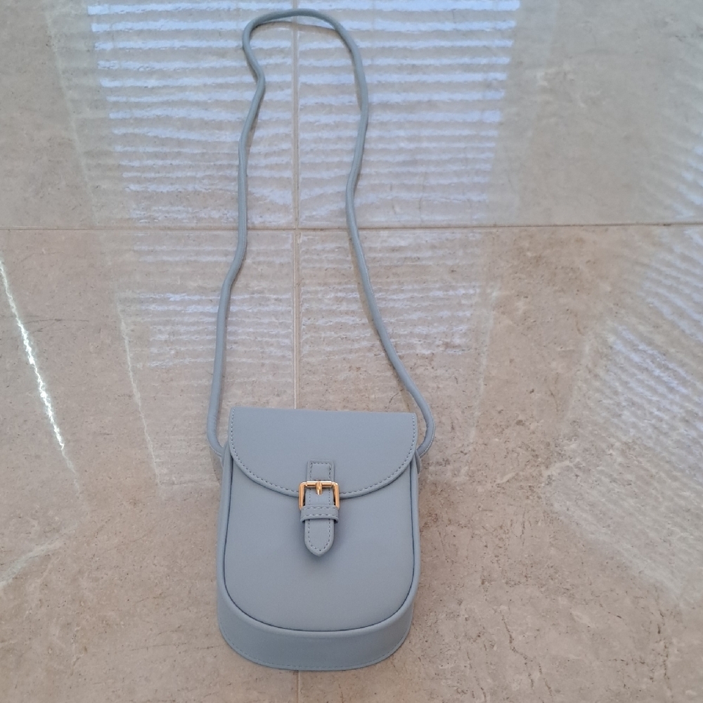 Elegant Blue Leather Crossbody Bag